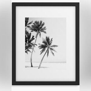 DENY DESIGNS Palm Tree Framed Art Print 13×9 B&W Minimalist Coastal Decor